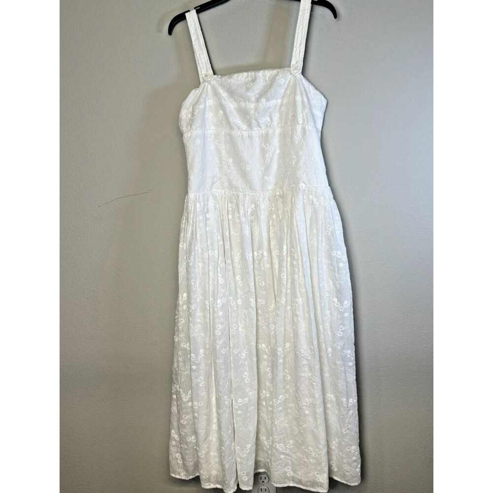 FasionNova Women's White Eyelet Midi Dress Sixe XL Sleeveless Summer Dress